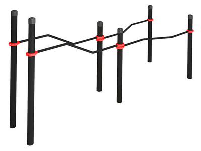 Уличные двойные брусья разноуровневые с подъездом для коляски
