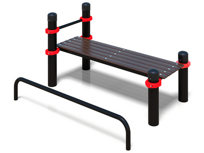 Уличная лавочка для пресса с упором для ног и перекладиной (PAW-35)
