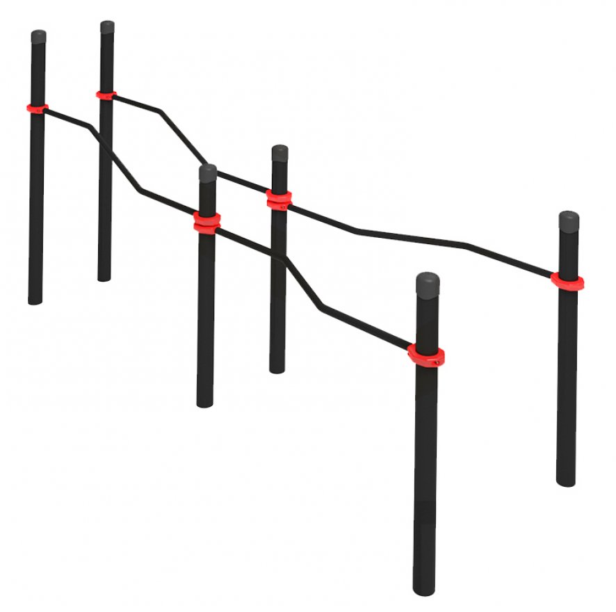 Уличные двойные брусья разноуровневые с подъездом для коляски - вид 2