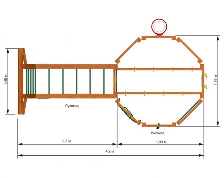 Спорткомплекс для улицы Воркаут с рукоходом - вид 2