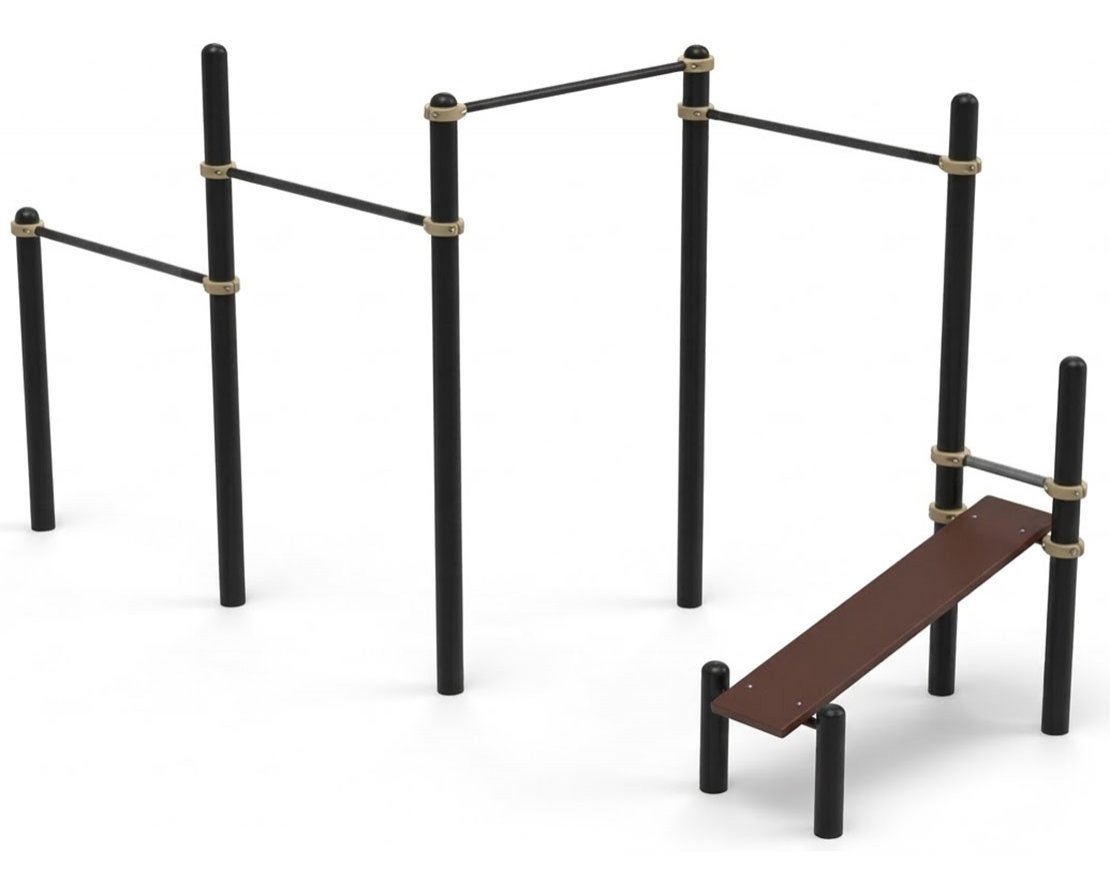 Уличные разноуровневые турники с лавочкой для пресса TORUDA 50 - вид 0
