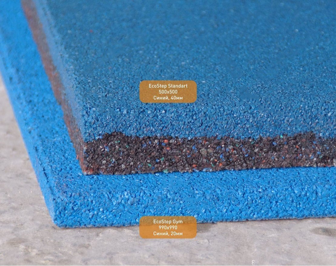 Резиновая плитка EcoStep Gym/Джим 500х500 (15-60 мм) с рельефным основанием - вид 1