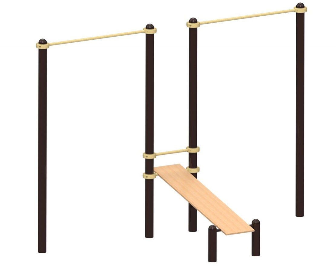 Уличная скамья для пресса с двумя турниками TORUDA 33 - вид 0